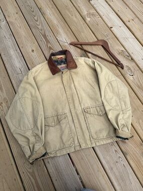 Vintage 90s AidronDack Leather Collar Double cargo pocket Jacket